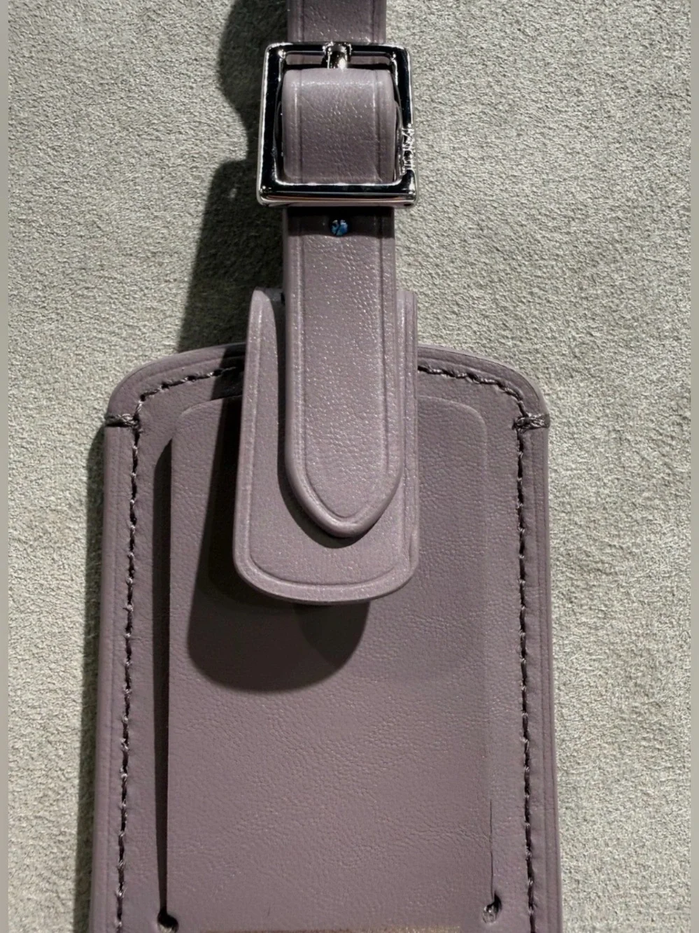 NEW Tumi 3.625” x 2.25” Leather Luggage Name Tag w/ Buckle - MAUVE